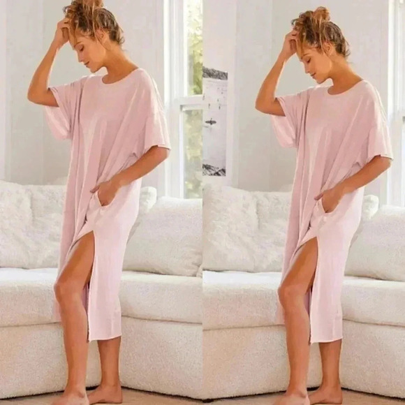FP Cozy Girl Pink Oversized T-Shirt Dress - Picture 2 of 4